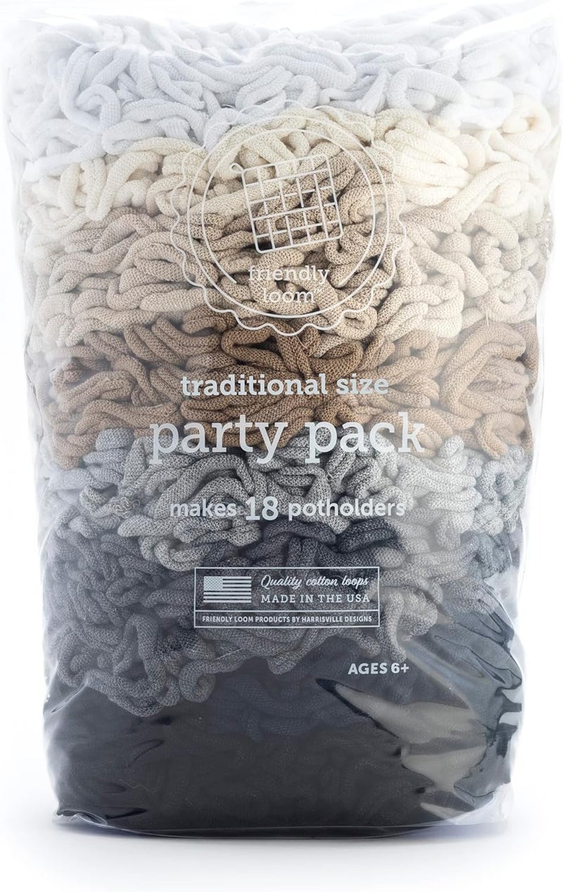 friendly loom Quality Cotton Weaving Loops in Neutral Colors – 7” Traditional Size | Weave 18 Functional Potholders | Made in The USA - Image 1